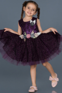 Abendkleid für Kinder Kurz Violett dunkel ABK539