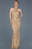 Abendkleid im Meerjungfrau-Stil Lang Gold ABU1361