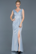 Abendkleid im Meerjungfrau-Stil Lang Eisblau ABU618