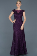 Abendkleid im Meerjungfrau-Stil Lang Guipure Spitze Violett ABU940