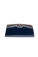 Handtasche aus Lackleder Marineblau V436