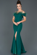 Abendkleid im Meerjungfrau-Stil Lang Smaragdgrün ABU985