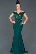 Abendkleid im Meerjungfrau-Stil Lang Smaragdgrün ABU978