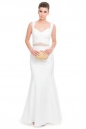 Langes Abendkleid Weiß T2511
