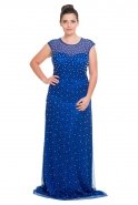 Langes übergroßes Abendkleid Sächsischblau O4271