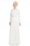 Langes Hijab-Kleid Weiß E5011