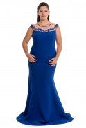Langes übergroßes Abendkleid Sächsischblau S4296