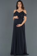 Abendkleid für Schwangere Lang Anthrazit ABU744