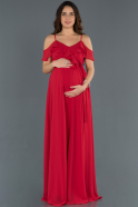 Abendkleid für Schwangere Lang Rot ABU744
