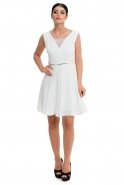 Kurzes Abendkleid Weiß T2601