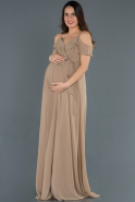 Abendkleid für Schwangere Lang Nerzbraun ABU744