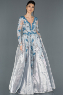 Designer Abendkleid Lang Blau ABU851