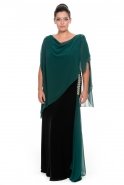 Langes übergroßes Abendkleid Schwarz-Smaragdgrün ALY6430