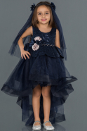 Abendkleid für Kinder Vorne Kurz-Hinten Lang Marineblau ABO052