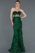 Abendkleid im Meerjungfrau-Stil Lang Smaragdgrün ABU1539
