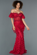 Abendkleid im Meerjungfrau-Stil Lang Rot ABU1278