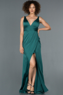 Abendkleid im Meerjungfrau-Stil Lang Satin Smaragdgrün ABU1255
