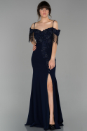 Abendkleid im Meerjungfrau-Stil Lang Marineblau ABU1552