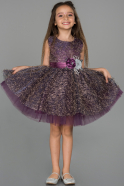 Abendkleid für Kinder Kurz Violett dunkel ABK952
