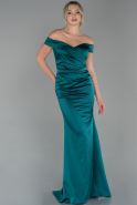 Abendkleid im Meerjungfrau-Stil Lang Satin Smaragdgrün ABU1726