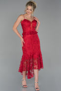 Partykleid Midi Guipure Spitze Rot ABK1017