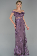 Abendkleid im Meerjungfrau-Stil Lang Lavendel ABU1789