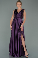 Violett dunkel Abendkleid Satin Lang ABU1737