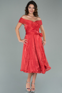 Rot Abendkleid İm Meerjungfrau-Stil Midi ABK1037