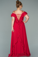 Kleider in Großen Größen Lang Chiffon Rot ABU1892
