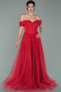 Rot Abendkleid İm Meerjungfrau-Stil Lang ABU411