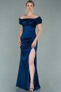 Abendkleid im Meerjungfrau-Stil Lang Marineblau ABU2037