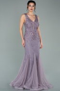 Abendkleid im Meerjungfrau-Stil Lang Spitze Lavendel ABU2043