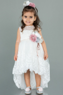 Abendkleid für Kinder Vorne Kurz-Hinten Lang Weiß ABO081