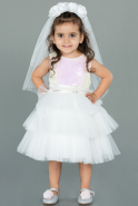 Weiß Abendkleid Für Kinder Kurz ABK1190