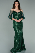Abendkleid im Meerjungfrau-Stil Lang Schuppig Smaragdgrün ABU2168
