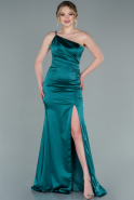 Abendkleid im Meerjungfrau-Stil Lang Satin Smaragdgrün ABU2335