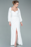 Abendkleid im Meerjungfrau-Stil Lang Weiß ABU2280