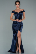 Abendkleid im Meerjungfrau-Stil Lang Marineblau ABU2489