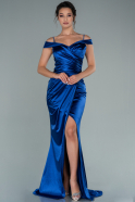 Abendkleid im Meerjungfrau-Stil Lang Sächsischblau ABU2489