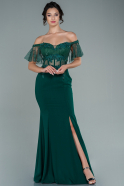 Abendkleid im Meerjungfrau-Stil Lang Spitze Smaragdgrün ABU2581