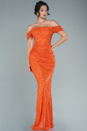 Orange Abendkleid İm Meerjungfrau-Stil Lang ABU2346