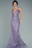 Abendkleid im Meerjungfrau-Stil Lang Guipure Spitze Lavendel ABU2586