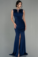 Abendkleid im Meerjungfrau-Stil Lang Marineblau ABU2813