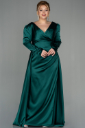 Kleider in Großen Größen Lang Satin Smaragdgrün ABU2167