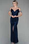 Abendkleid im Meerjungfrau-Stil Lang Marineblau ABU2899
