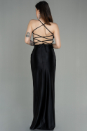 Schwarz Abschlusskleid Satin Lang ABU2800
