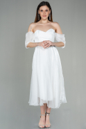 Abendkleid Midi Weiß ABK1850