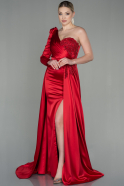 Rot Abendkleid Satin Lang ABU2610