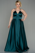 Abendkleider in Großen Größen Lang Satin Smaragdgrün ABU3020