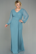 Robe Grande Taille Mousseline Longue Turquoise ABU2763